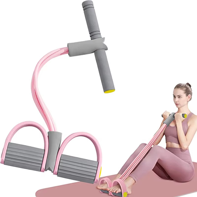 Yoga Pedal Puller Fitness Equipment - أربطة مقاومة بأربع أنابيب، حبل سحب