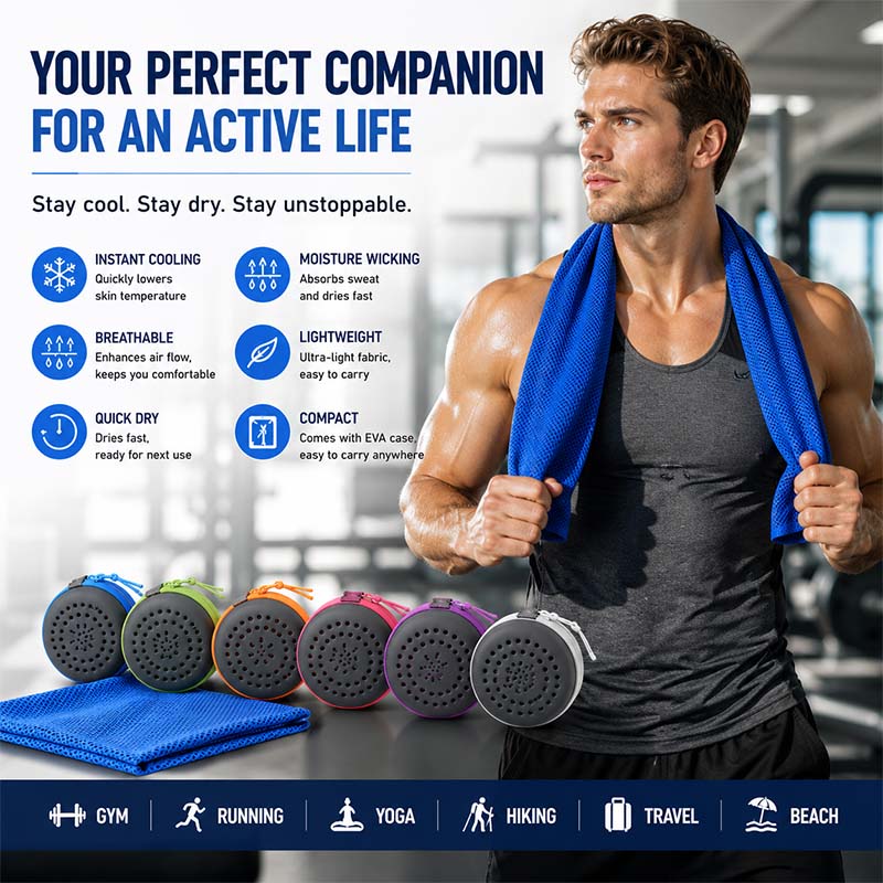 Yoga Fitness Gym - منشفة تبريد فورية مع حافظة EVA،