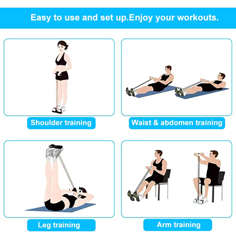 أربطة مقاومة بأربع أنابيب، حبل - مراجعة Yoga Pedal Puller Fitness Equipment وسعره