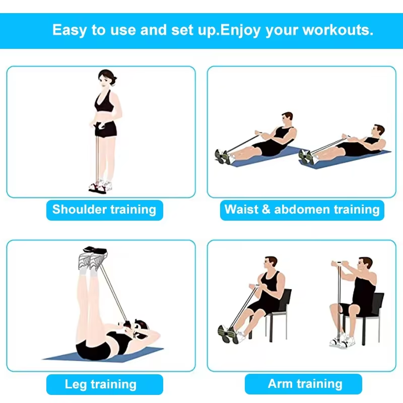 أربطة مقاومة بأربعة أنابيب، حب - مراجعة Yoga Pedal Puller Fitness Equipment وسعره