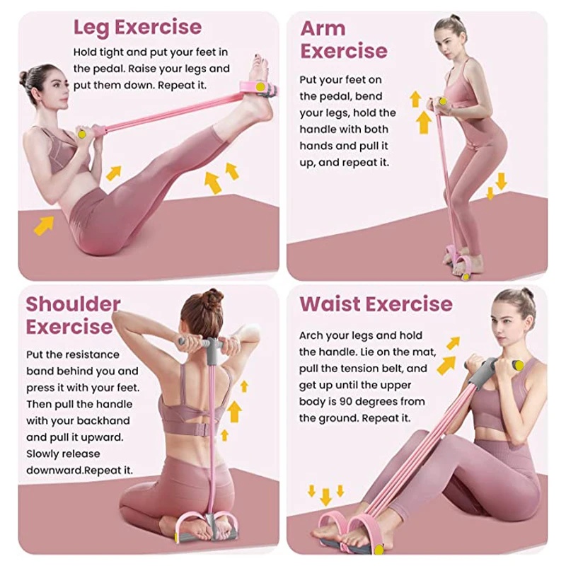 أشرطة مقاومة بأربعة أنابيب، حب - مراجعة Yoga Pedal Puller Fitness Equipment وسعره