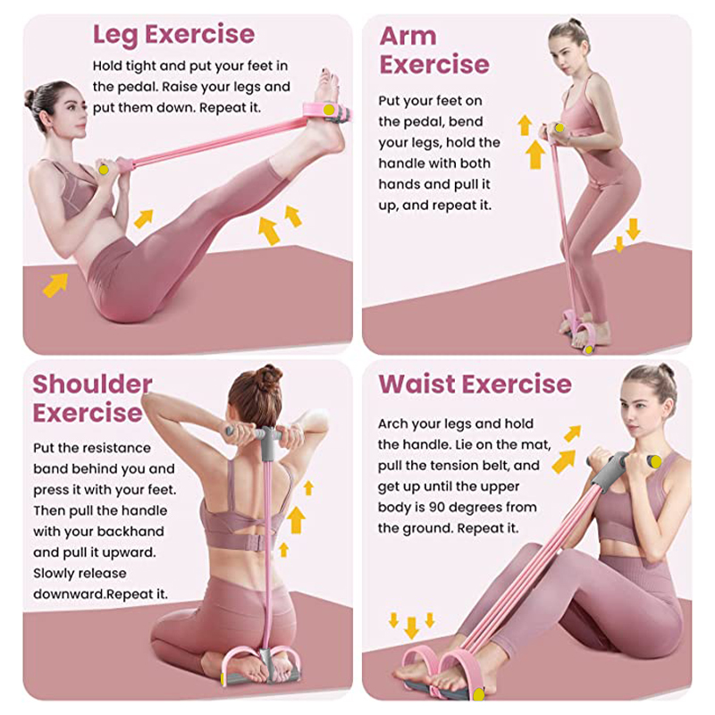 أربطة مقاومة بأربع أنابيب، حبل - مراجعة Yoga Pedal Puller Fitness Equipment وسعره