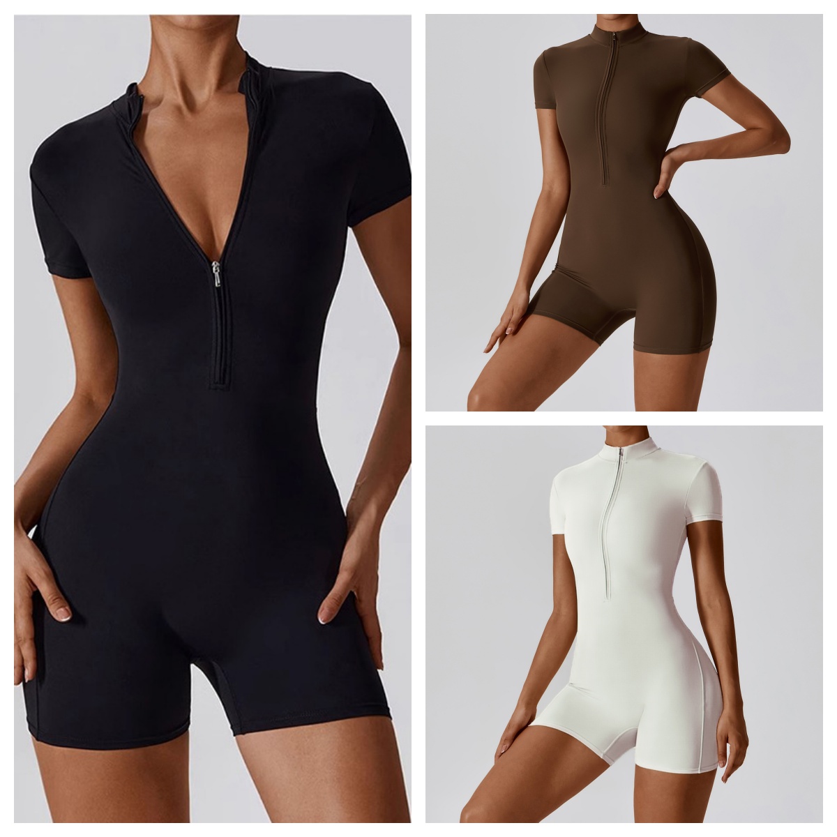 بذلة يوجا بأكمام قصيرة وسحاب ل - مراجعة Yoga Fitness Jumpsuit وسعره