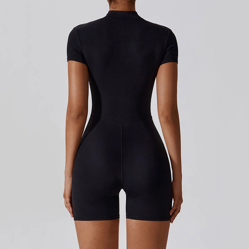 بذلة يوجا بأكمام قصيرة وسحاب ل - مراجعة Yoga Fitness Jumpsuit وسعره