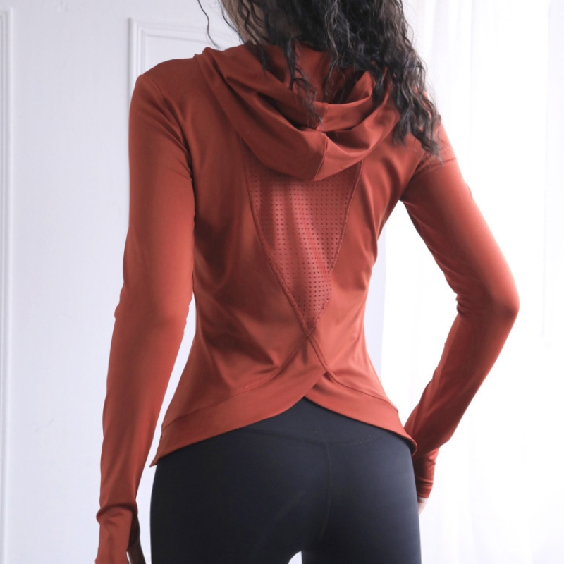 المرأة شوكة الظهر شبكة تنفس قم - مراجعة Yoga Fitness Hoodie وسعره